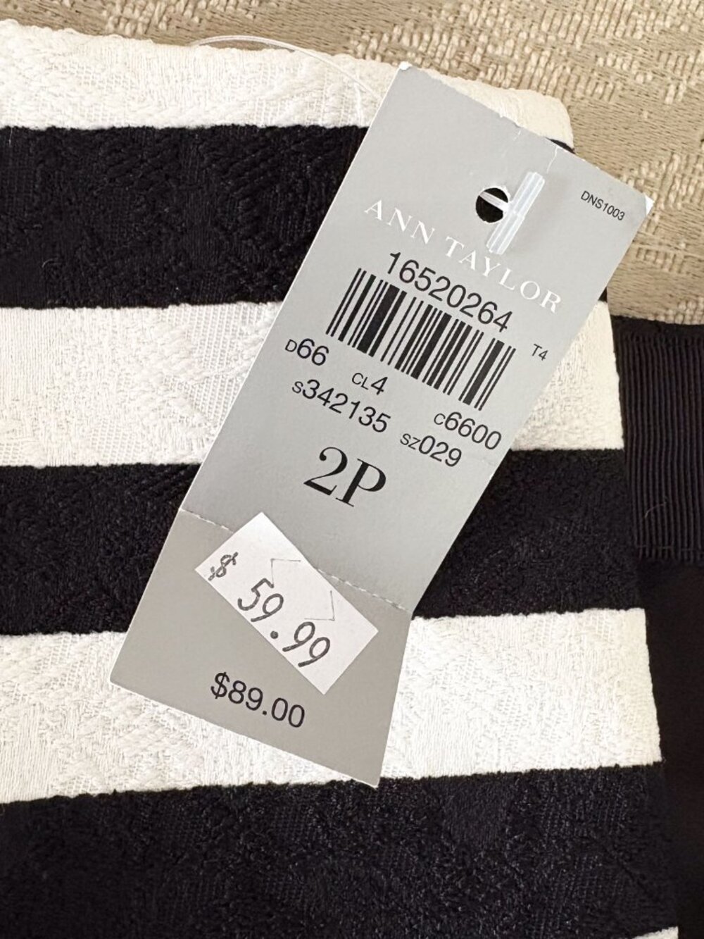 Ann Taylor Petite 2P Striped Pencil Skirt Black & White Classic Workwear - Picture 5 of 5